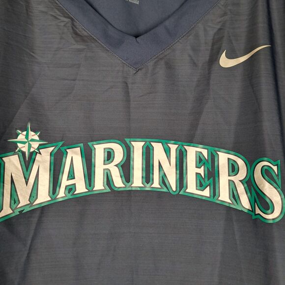 Nike Baseball Seattle Mariners Mens XL Navy Windbreaker Long Sleeve Shirt - Picture 4 of 14